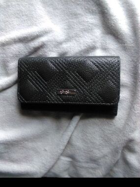 Jessica Simpson Black Quilted Leather Wallet Clutch